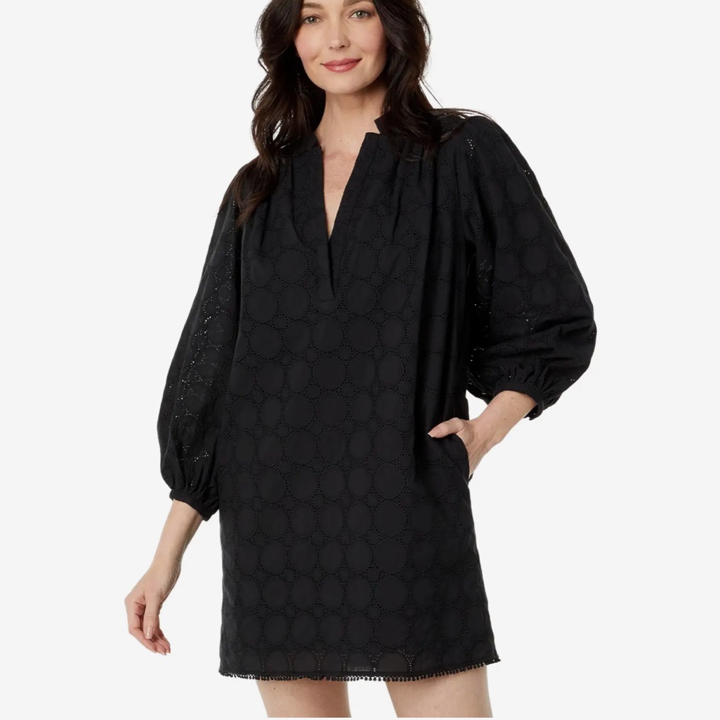 Nwot Joie Olive Caviar Eyelet Dress In Black - S